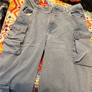 Madden NYC Light Blue Denim Jean Cargo Pants!
